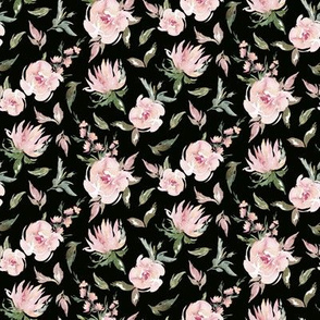 8" Beverly Watercolor Florals // Black