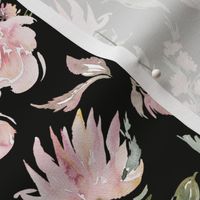 16" Beverly Watercolor Florals // Black