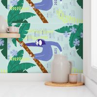 Sloth Jungle tea towel calendar 2024 (purple)