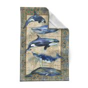 Tea Towel-Whales