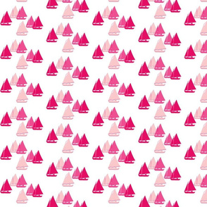 Herreshoff Sailboats Pink on White