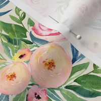 Pink and Peach Sherbert Florals // White Linen