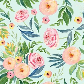 Pink and Peach Sherbert Florals // Iceberg