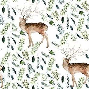 8" Farmhouse Deer Forest // White