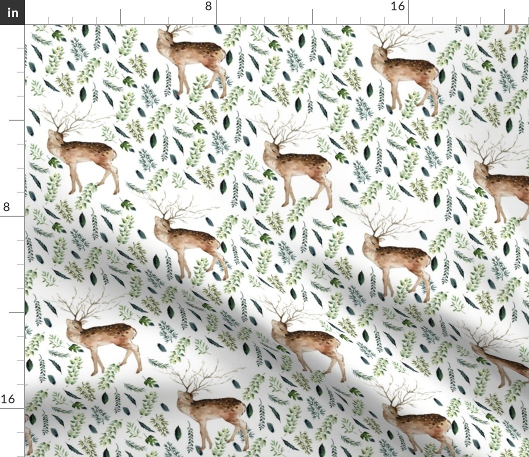 8" Farmhouse Deer Forest // White