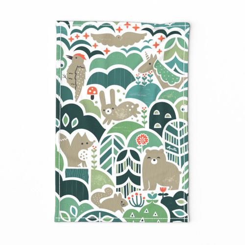 Fall Forest Friends (tea towel)