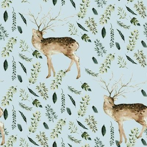 8" Farmhouse Deer Forest // Igloo Blue