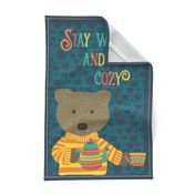 Stay warm and Cozy Tea Towel - cute bear serving tea