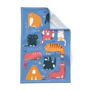 Playful cats tea towel