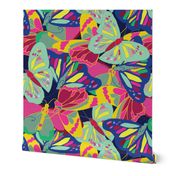 Hand drawn big colorful butterflies pattern pattern line design