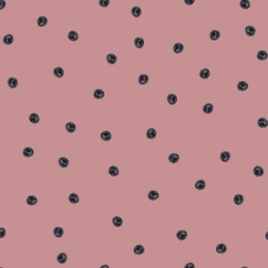 Painted Dots Dark Grey on Vintage Pink