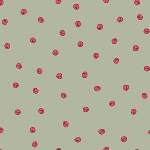  Painted Dots Red on Vintage Green 