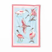 Roseate spoonbill  tea towel