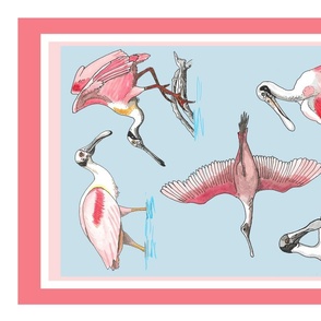 Roseate spoonbill  tea towel