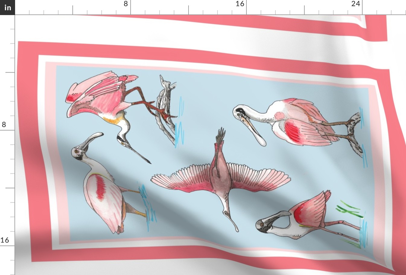 Roseate spoonbill  tea towel