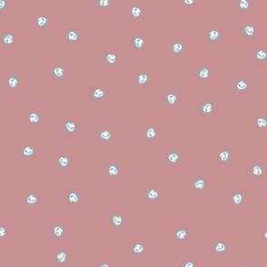 Painted Dots Blue on Vintage Pink