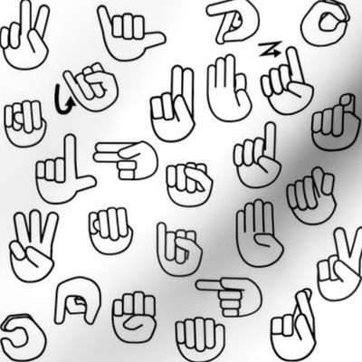 Tossed Sign Language ASL Alphabet on Black
