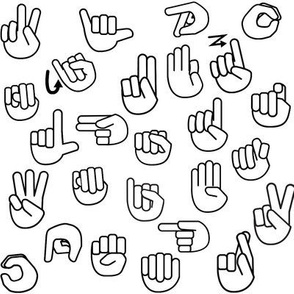 Tossed Sign Language ASL Alphabet on Black