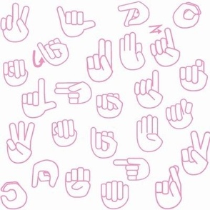 Tossed Sign Language ASL Alphabet on Pink