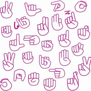 Tossed Sign Language ASL Alphabet on Hot Pink
