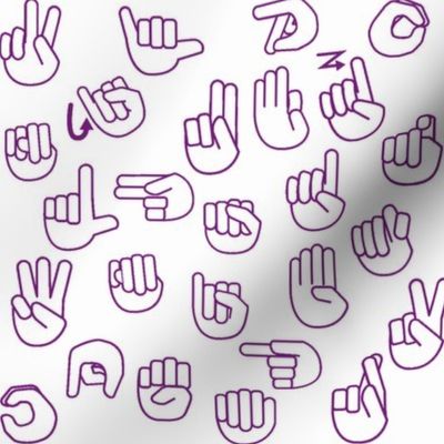 Tossed Sign Language ASL Alphabet on Purple