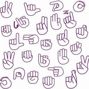 Tossed Sign Language ASL Alphabet on Purple