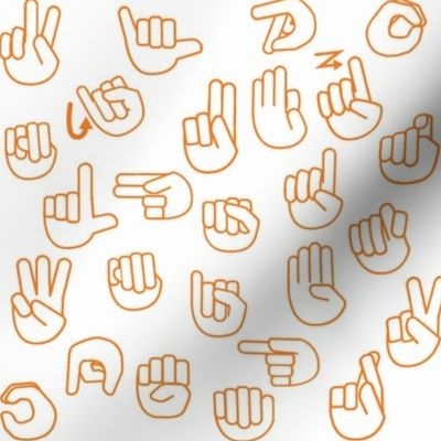 Tossed Sign Language ASL Alphabet on Orange