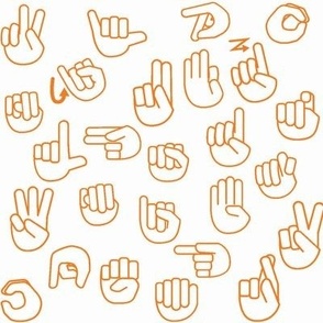 Tossed Sign Language ASL Alphabet on Orange