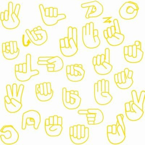 Tossed Sign Language ASL Alphabet on Yellow