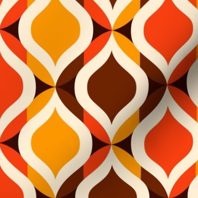 Ogee mosaic medium retro ovals orange brown