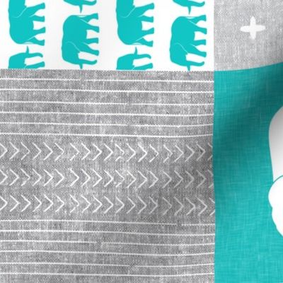 Elephant wholecloth - cross my heart - teal (90)