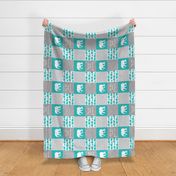 Elephant wholecloth - You are loved forever.  - teal (90)