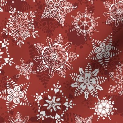 Elegant Holiday Snowflakes-Berry Red