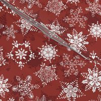 Elegant Holiday Snowflakes-Berry Red