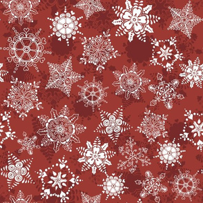 Elegant Holiday Snowflakes-Berry Red