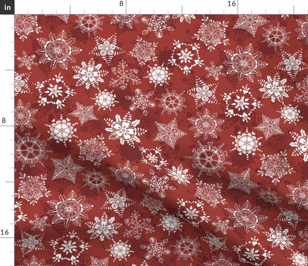 Elegant Holiday Snowflakes-Berry Red