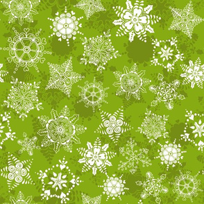 Elegant Holiday Snowflakes-Bright Green