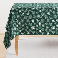 Elegant Holiday Snowflakes-Deep Green