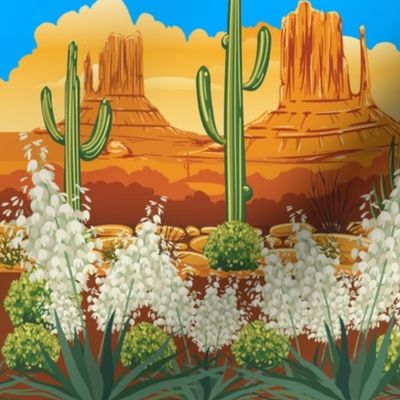 Desert Mountains Yucca Cactus Border