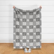 Elephant wholecloth - I love you more than you will ever know - patchwork - plaid - grey 