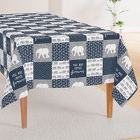 Elephant wholecloth - You are loved forever.  - navy