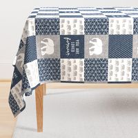Elephant wholecloth - You are loved forever.  - navy