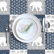 Elephant wholecloth - You are loved forever.  - navy