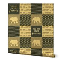 Elephant wholecloth - You are loved forever.  - navy