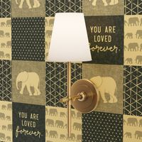 Elephant wholecloth - You are loved forever.  - navy