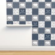 Elephant wholecloth - You are loved forever.  - navy