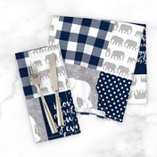 Elephant wholecloth - I love you more than you will ever know - patchwork - plaid -  navy