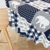 Elephant wholecloth - I love you more than you will ever know - patchwork - plaid -  navy