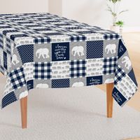 Elephant wholecloth - I love you more than you will ever know - patchwork - plaid -  navy