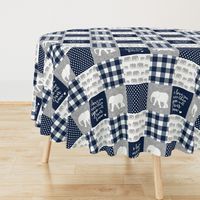 Elephant wholecloth - I love you more than you will ever know - patchwork - plaid -  navy